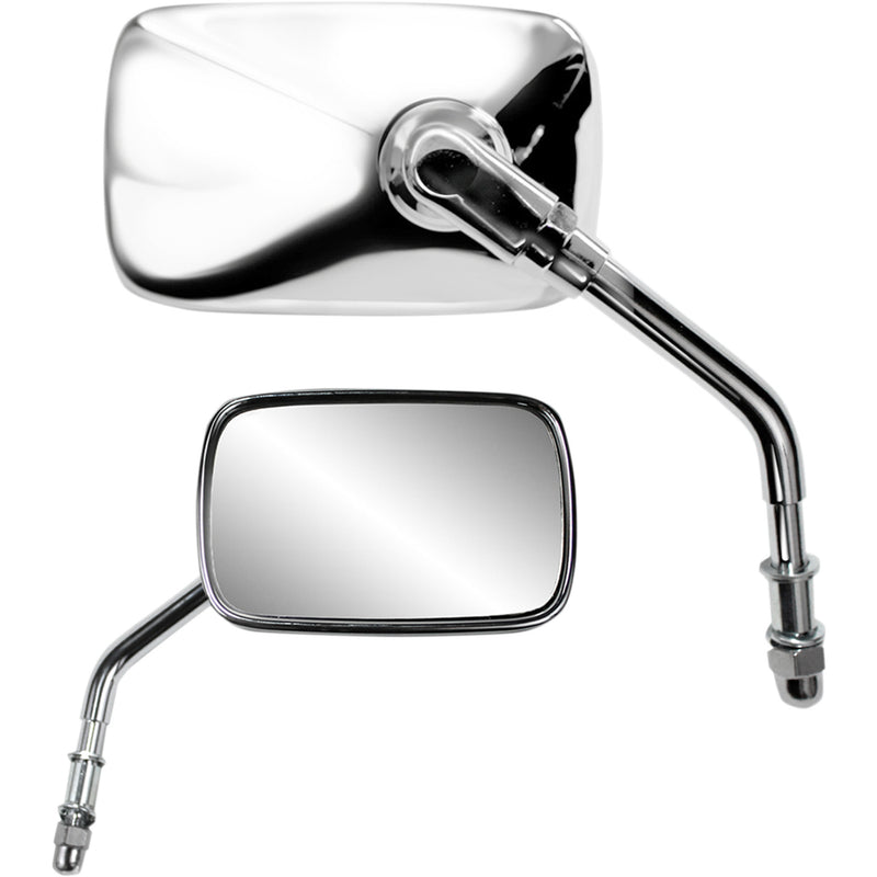 Parts Unlimited Billet Chrome Mirror Side View Rectangle Short Chrome