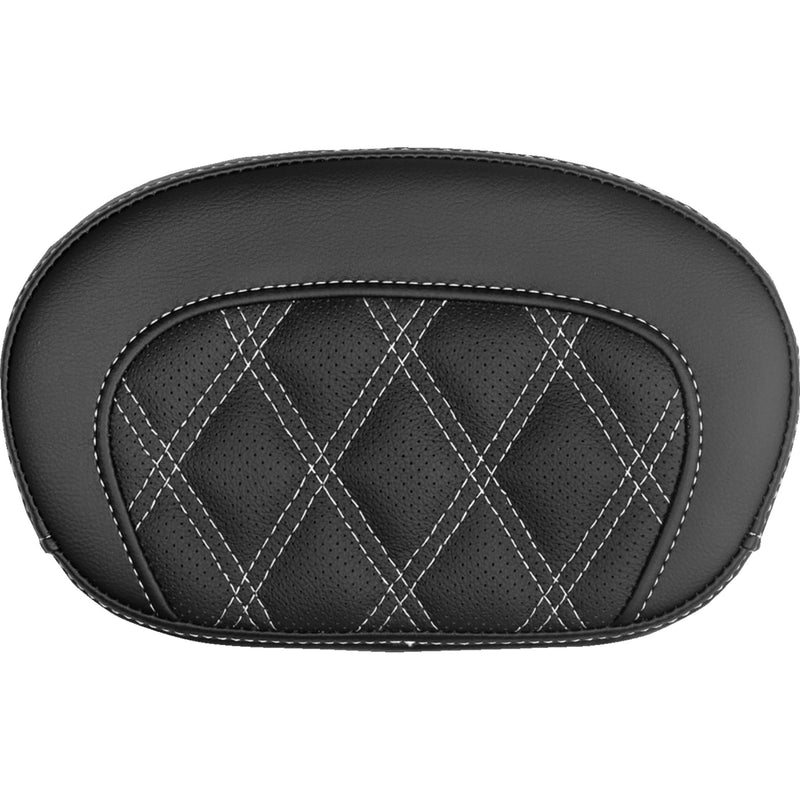 SADDLEMEN 0822-0736 061018406 Mini Contour Sissy Bar Pad lattice stitch - white stitch