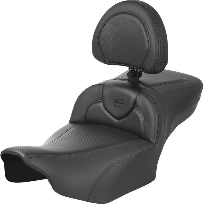 SADDLEMEN 0801-1740 823-07-186B0 Roadsofa™ Extended Reach Seat - with Backrest - Carbon Fiber - FLTR/FLHX 23-24