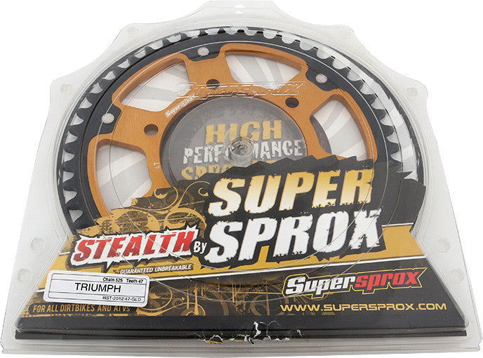 Supersprox Rear Stealth Sprocket Aluminum Steel 47T-525 GLD TRI - RST-2012-47-GLD Triumph Motorcycles 2006-2017