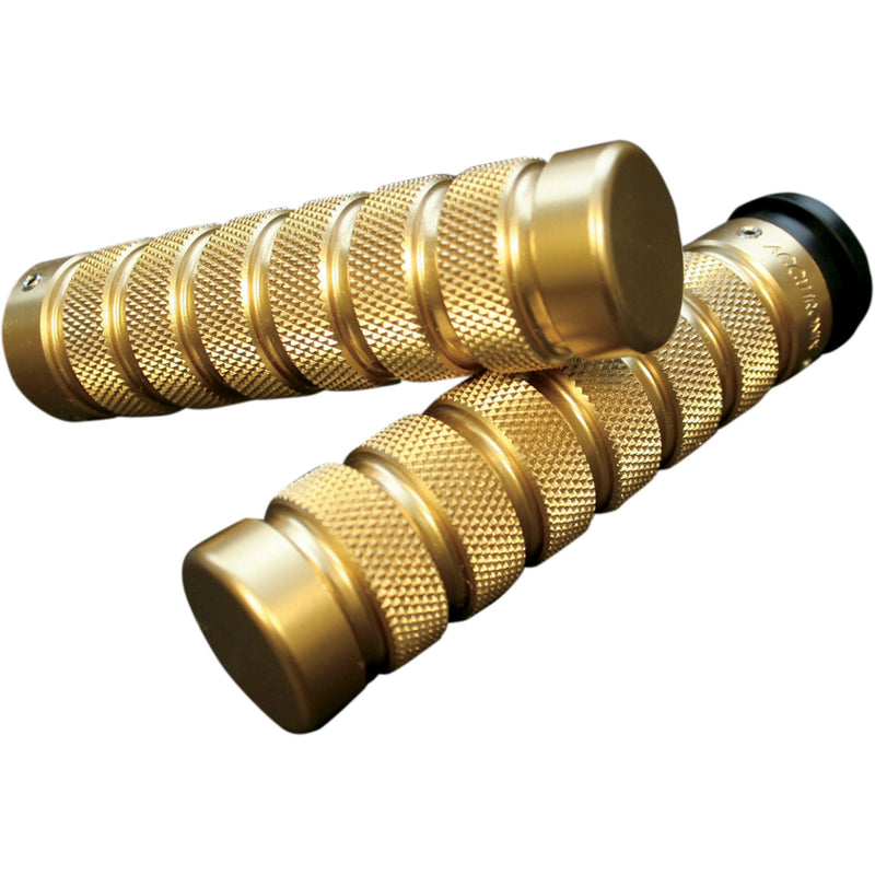 Accutronix Knurled Notched Custom Grips TBW Brass - GR101-KN5 For Harley Motorcycles 2008-2024