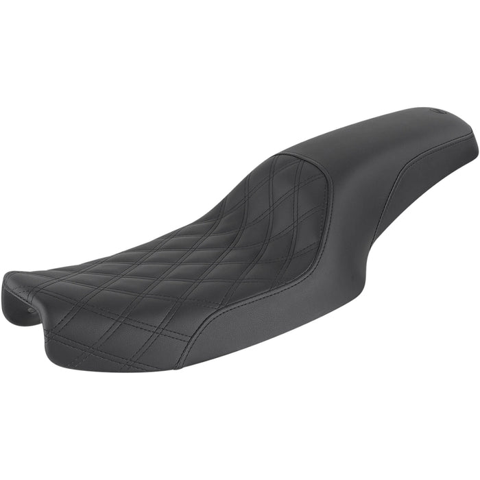 SADDLEMEN 0803-0672 891-04-149 Profiler™ Lattice Stitch Seat - Front Lattice/Rear Smooth - Black - Dyna