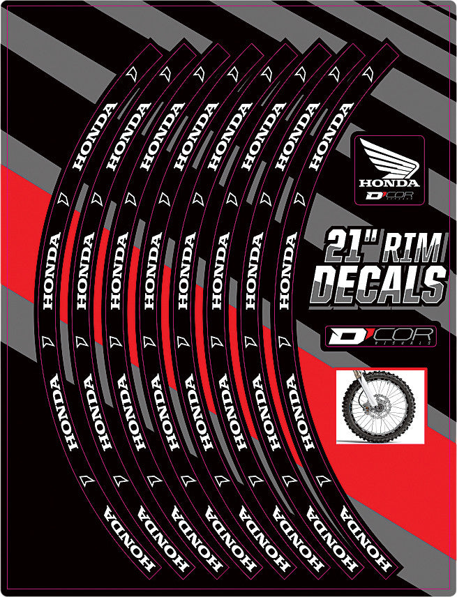D-Cor RIM Decals 21" Honda Logo Front - 40-80-200 Honda Dirt Bikes 1997-2017