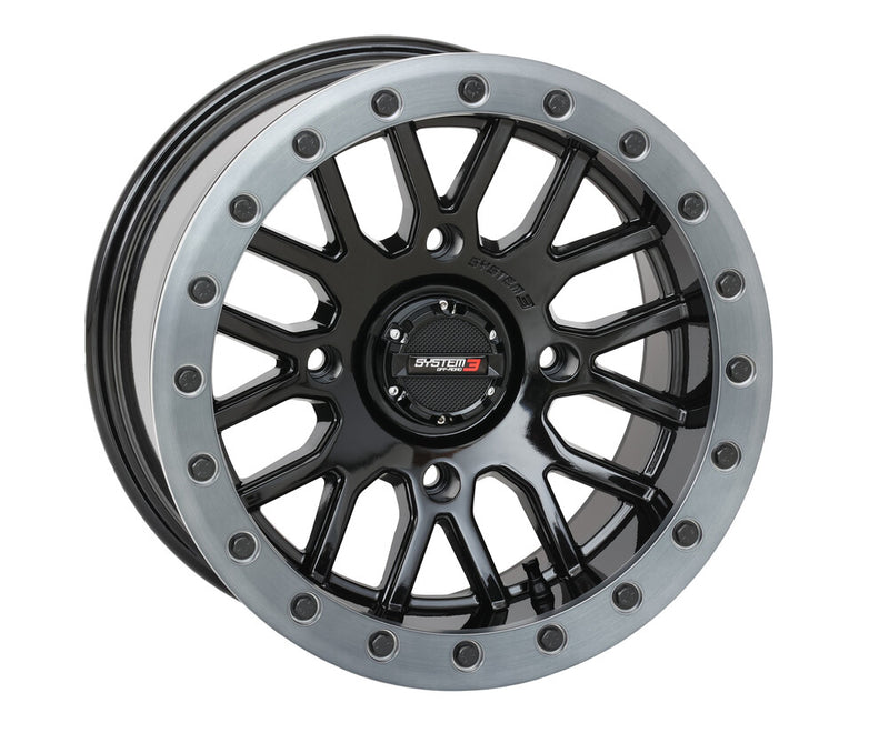 System 3 SB9 Wheel 15X9 5+4 (+10MM) 4/137 Gloss Black - 15S3-9137 For Honda Pioneer 2016-2023 | Bombardier Outlander 2003-2006