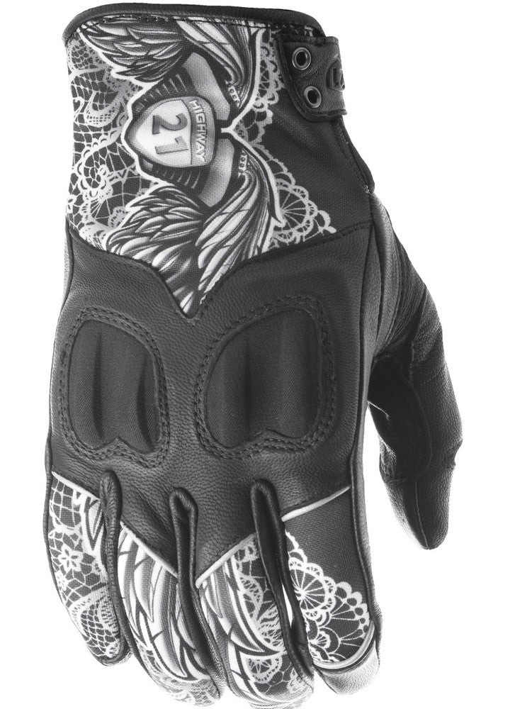 Highway 21 489-00912X #5884 489-0091~6 WOMEN'S VIXEN GLOVES BLACK/WHITE LACE 2X