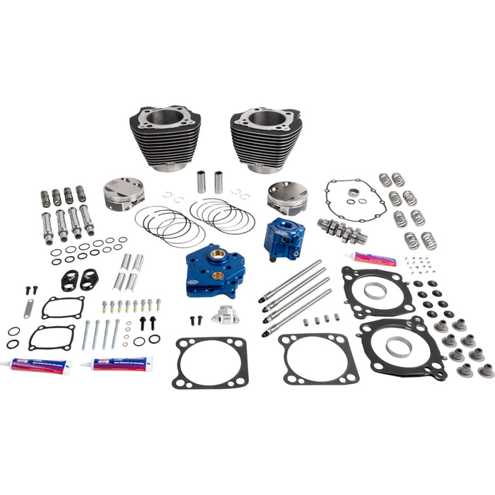 S&S CYCLE 0904-0237 310-1401A 132" Power Package Performance Kit Power Package - Water Cooled - 496 Chain Drive - Wrinkle Black w/Highlight - M8