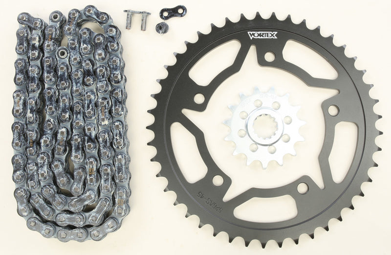 Vortex Sprocket Chain Kit Steel Steel 15/45T SIL SX3 520-114L Black - CK6291 Suzuki 600 2006-2010
