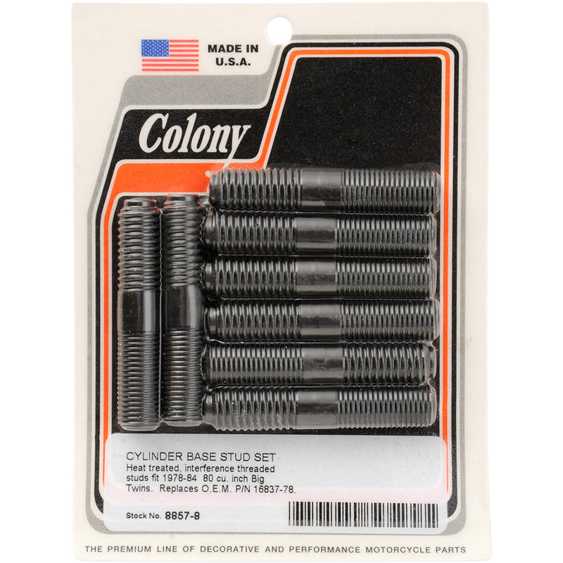 Colony Stud Set - 8857-8 For Harley Motorcycles 1978-1984