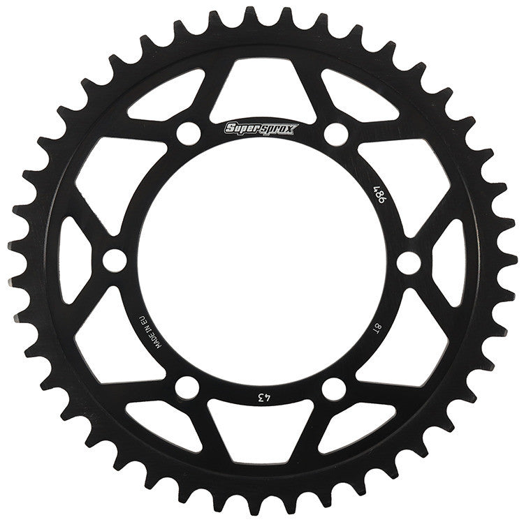 Supersprox Rear Edge Sprocket Steel 43T-520 Black - RFA-486-43-BLK Yamaha R3 2015-2018