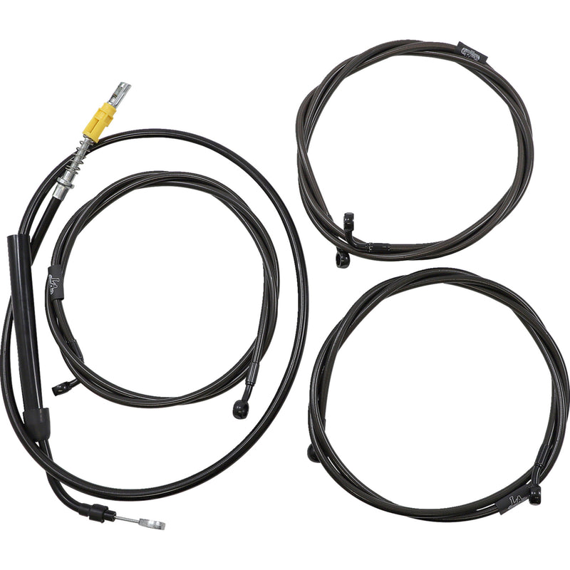 LA Choppers Complete Midnight Braided Handlebar Cable Brake Line Kit — Standard 12"-14" Handlebars ABS - LA-8056KT2-13M For Harley Touring 2021-2022