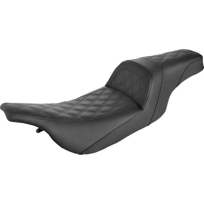 SADDLEMEN 0801-1387 897-07-162 Slim Lattice Stitched Seat - Black - Lattice Stitch - '99-'07 FLHT/FLTR