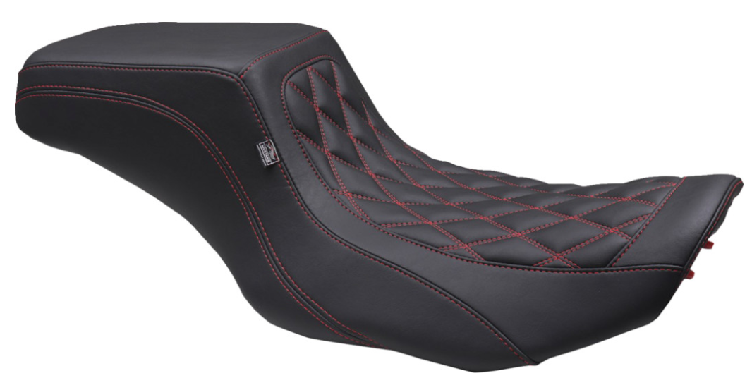 MUSTANG 0801-1910 88416DC Double Diamond Squareback Seat - One Piece 2-Up Squareback Seat - Double Diamond - Black Cherry Stitch