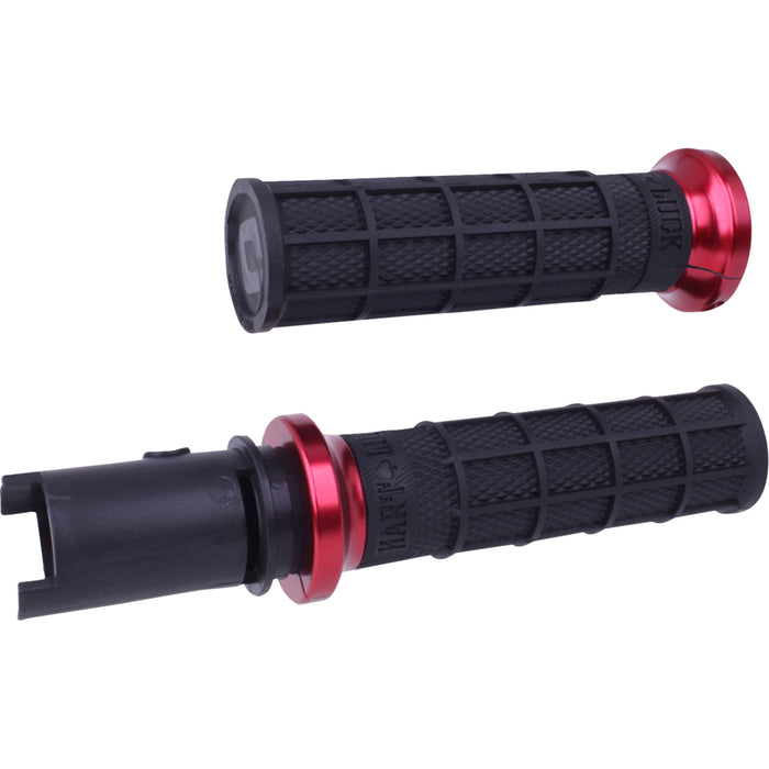 ODI 0630-3524 V31HTC-BB-R Hart-Luck Signature V-Twin Lock-On™ Grips cvo - black/red