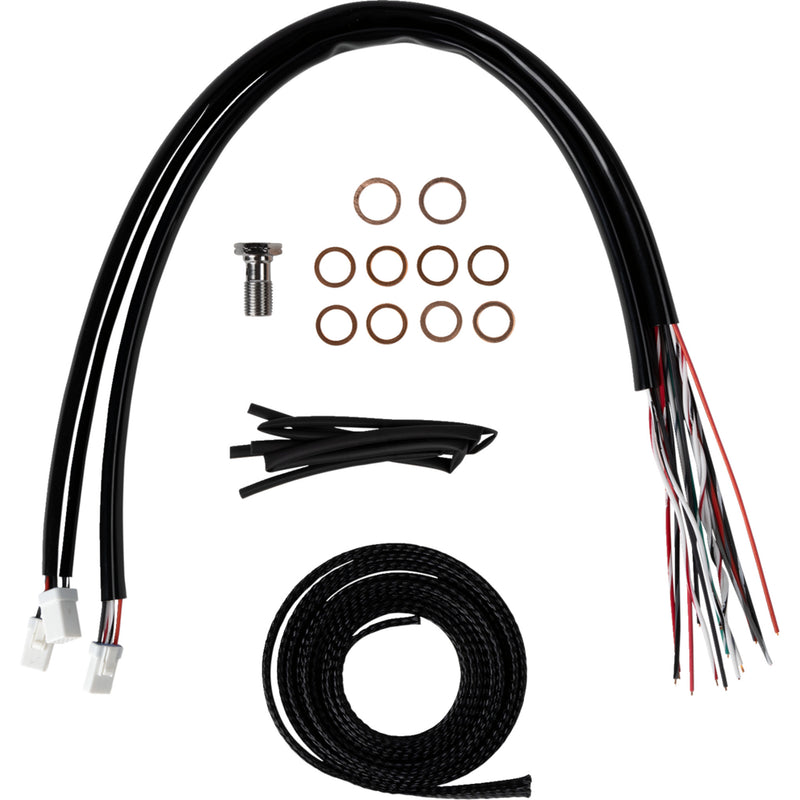 LA Choppers Complete Stainless Braided Handlebar Cable Brake Line Kit — Cable Kit Stock Bars - LA-8059KT2-08 For Harley Touring 2023-2026
