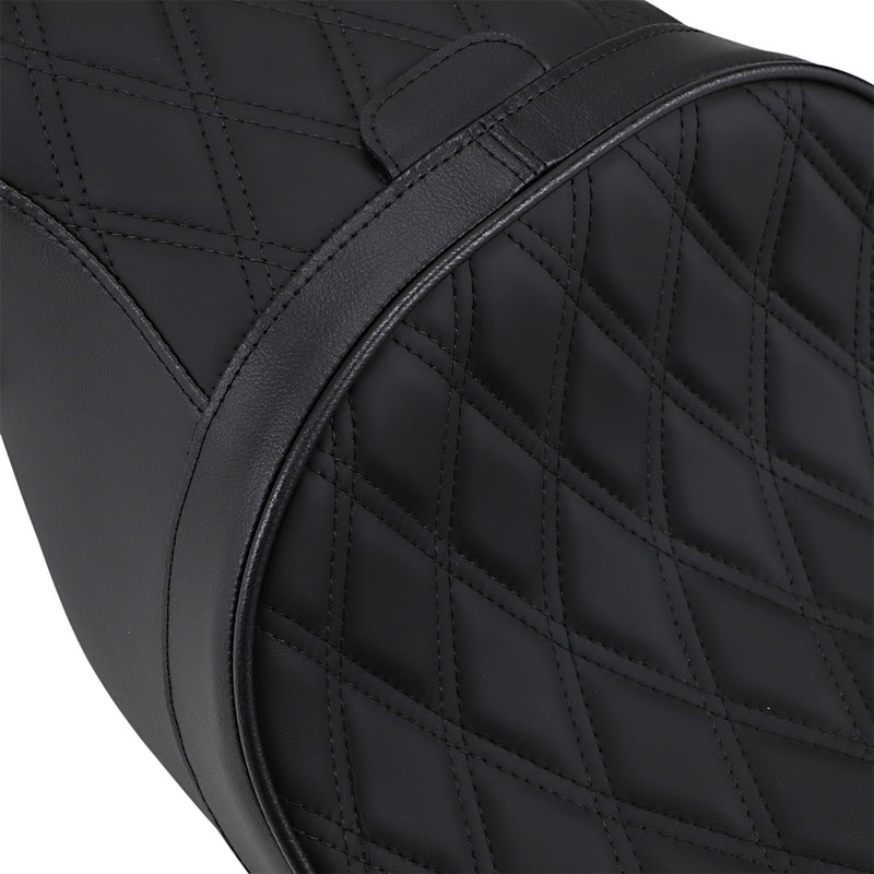 Drag Specialties Forward Positioned 2-Up Low Profile Touring Leather Seat Low Forward Touring Seat Diamond FL - 0801-1011 For Harley Touring 2008-2024