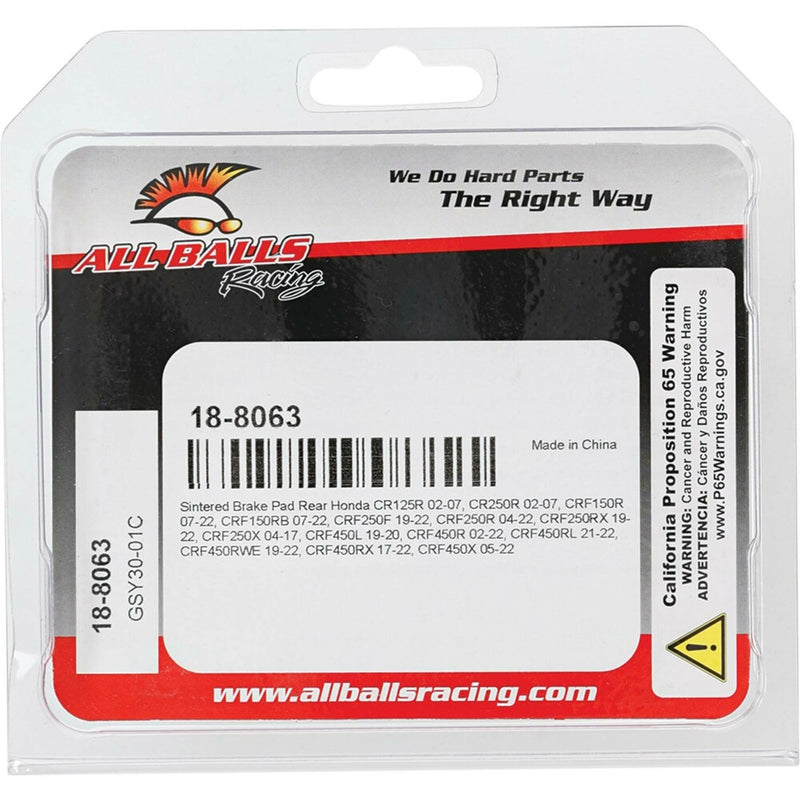 All Balls 218-8063 18-8063 BRAKE PAD KIT SINTERED