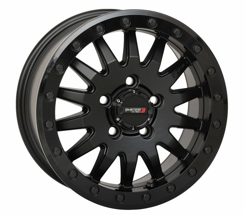 System 3 SB8 Wheel 15X7 5+2 (+38MM) 5/4.5 Matte Black - 15S3-8544 Polaris RZR / Xpedition 2022-2024