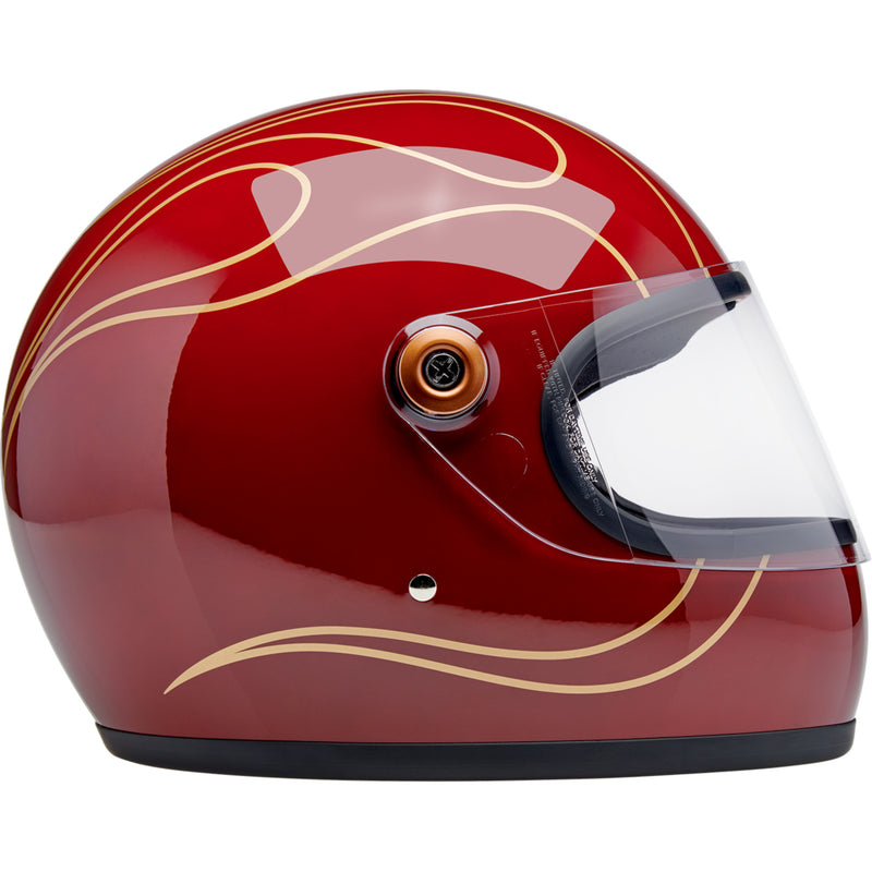 BILTWELL Gringo S Helmet Flames - Gloss Garnet Red