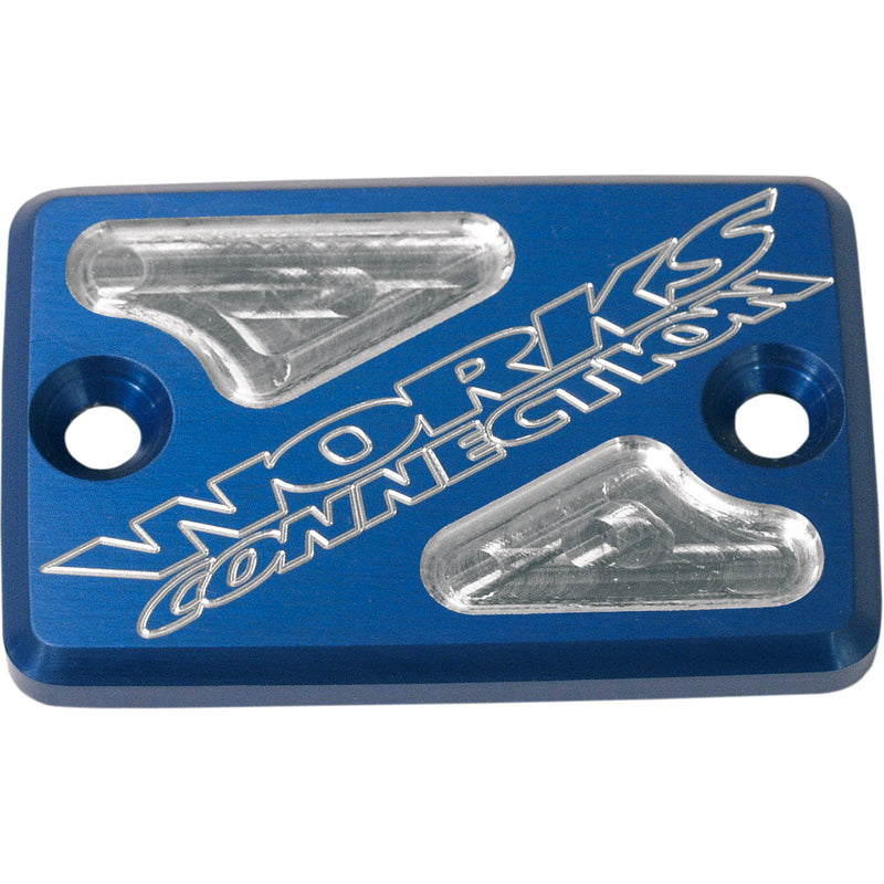 WORKS CONNECTION 0617-0061 21-200 Billet Front Brake Reservoir Covers for ATV Reservoir Cover - Brake - Blue
