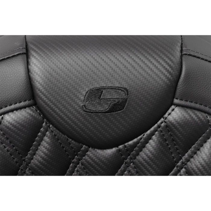 SADDLEMEN 0801-1693 808-07CF-182HCT Roadsofa™ Seat - without Backrest - Lattice Stitch - Carbon Fiber - FL '08-'23