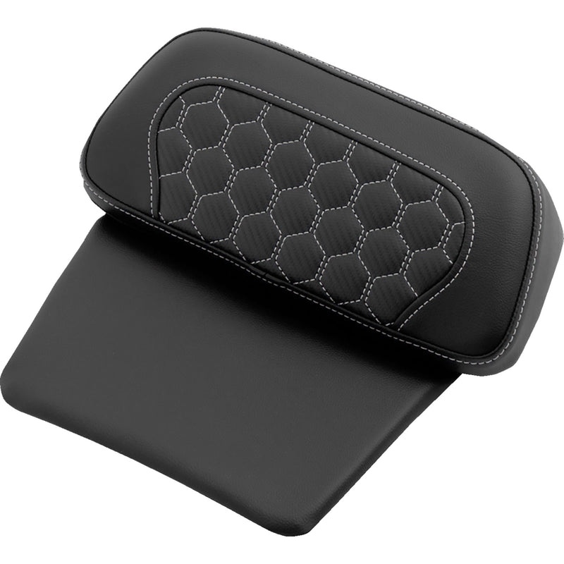 SADDLEMEN 0822-0709 814-07C-19006 Chopped Tour Pak Backrest Pads Chopped Tour Pak Backrest Pad - Honeycomb - White Stitch - FLH/FLT '14-'25