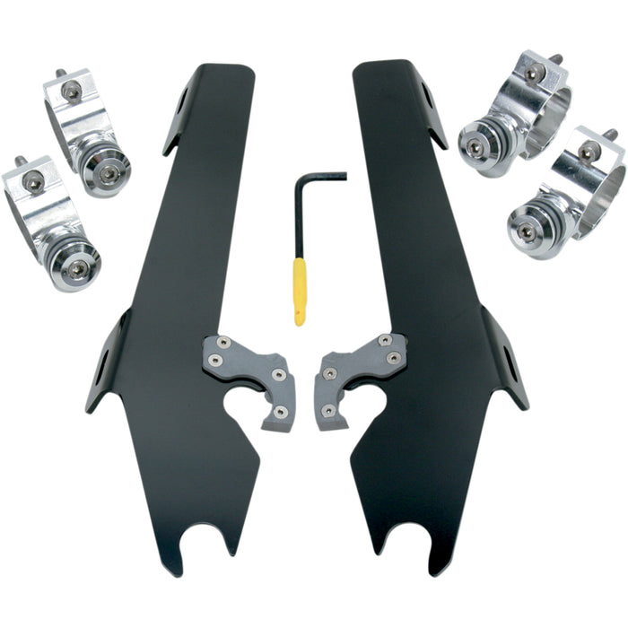 MEMPHIS SHADES 2321-0162 MEK1930 Fats/Slim Windshield Trigger-Lock Complete Mount Kit Batwing Trigger Lock Mounting Kit - Vegas - Black