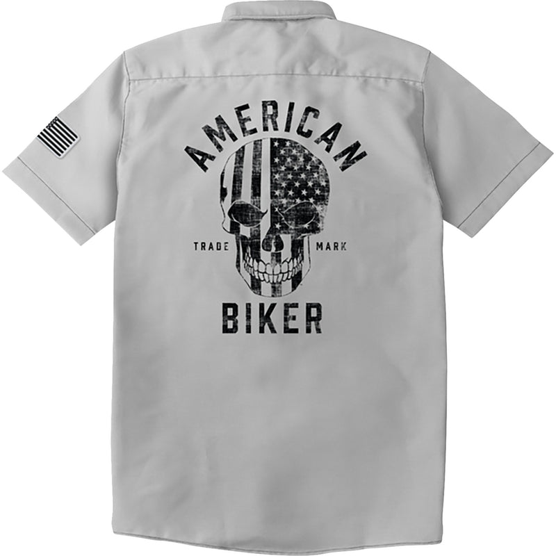 AMERICAN BIKER 3040-3436 ABBSAM17ST8SBMR Biker Sam Contrast Stitch Shop Shirt gray/black - medium