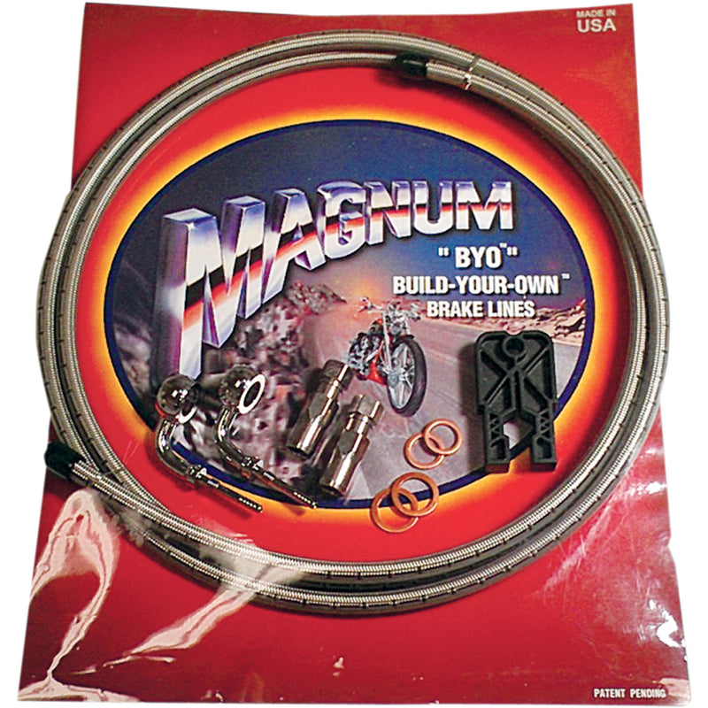 Magnum Shielding BYO® Build-Your-Own® Brake Line Kit Single Disc 7/16"-Straight 6' Stainless Steel - 396700A For Harley Motorcycles 1984-2017