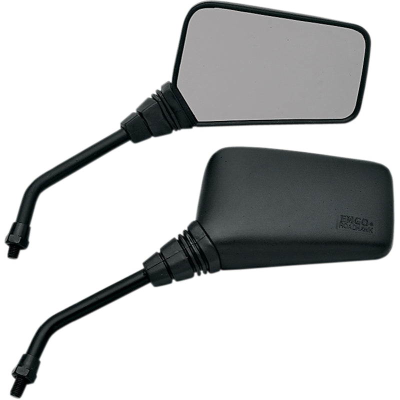 EMGO 2025105 20-25105 Roadhawk Mirror Mirror - Roadhawk - Side View - Rectangle - Long - M10 x 1.25 - Black