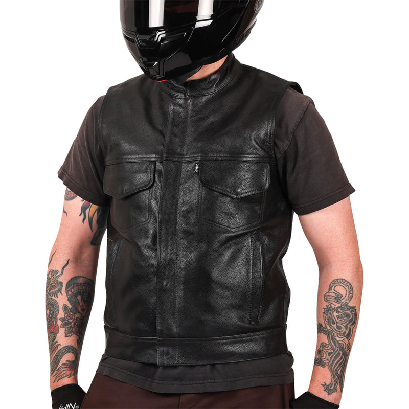 THRASHIN SUPPLY CO. Mulholland Leather Riding Vest Black