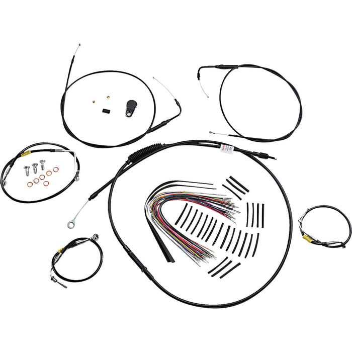 BURLY BRAND 0662-0579 B30-1291 Control Kit for Early Touring Bikes with Bagger Bar Handlebars - 15" - Black