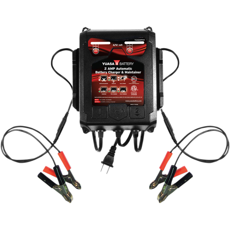 YUASA 3807-0461 YUA2AMPCH Dual-Bank Battery Charger and Maintainer Battery Charger - 2 A - 6/12 V