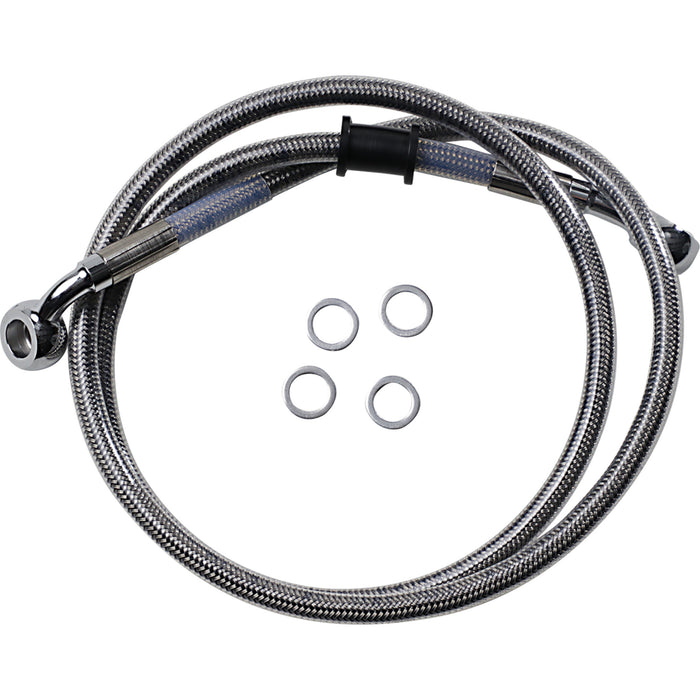 DRAG SPECIALTIES 1741-5842 Stainless Steel Brake Line Kit Brake Line - Front (Upper) - Stainless Steel
