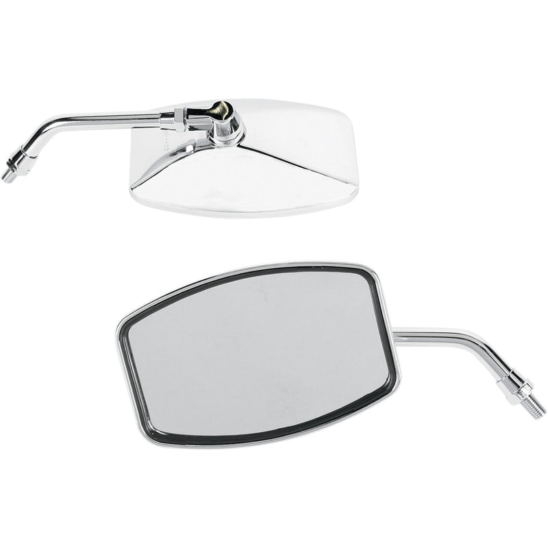EMGO 0640-0156 20-42464 "Big One" Cruiser Mirror Mirror - "Big One"/Cruiser - Side View - Rectangle - M10 x 1.25 | M10 x 1.25 (Left Hand) - Chrome