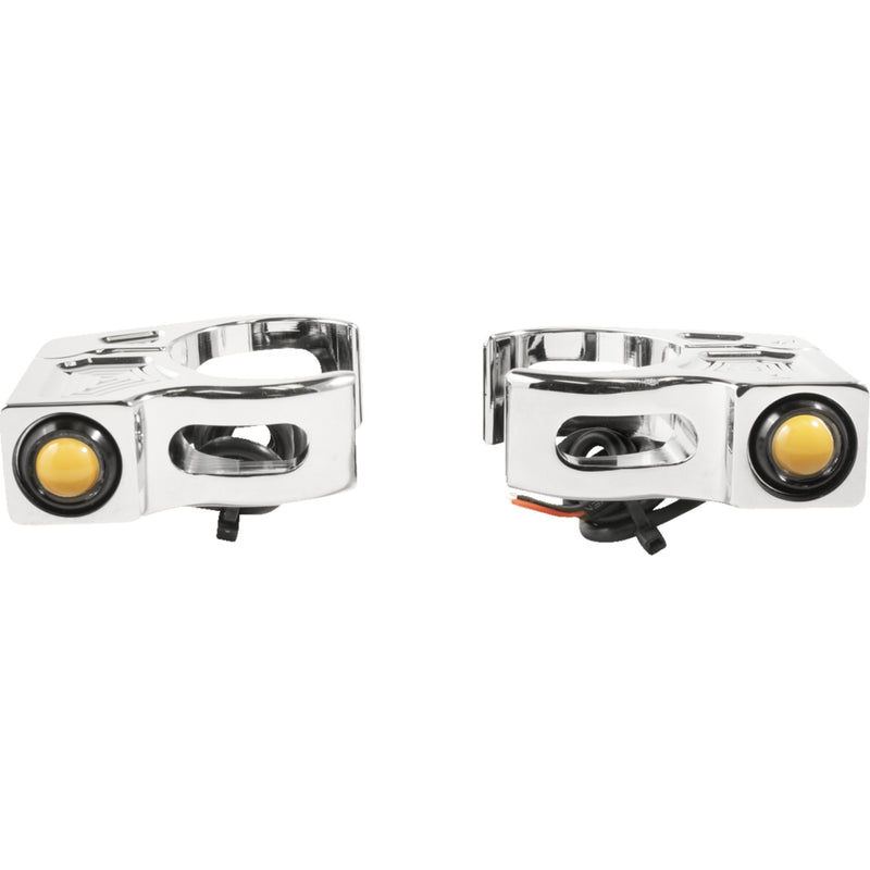 JOKER MACHINE 2020-2143 05-220-3 Fork Mount Turn Signals - 39 mm - Amber - Chrome