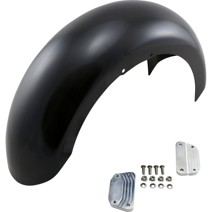 KLOCK WERKS 1401-0702 KWF-02-0511 Hugger Front Fender with Mounting Blocks for Softail/Dyna - Slicer Fender Kit - w/ Satin Blocks - Steel - 18"