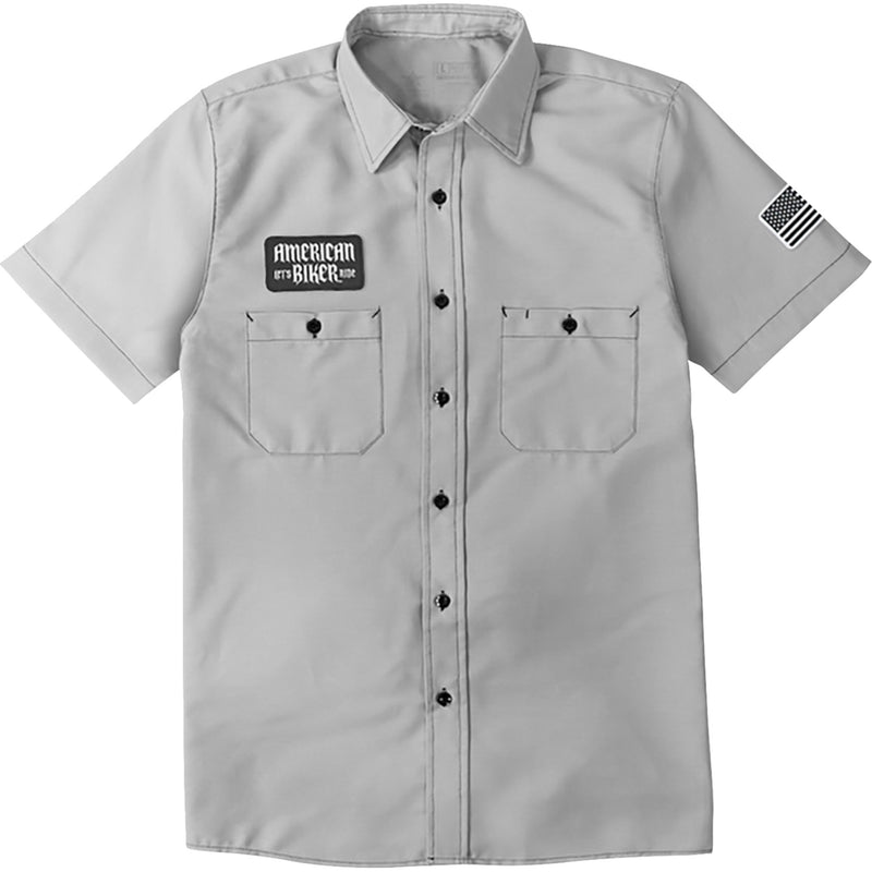 AMERICAN BIKER 3040-3438 ABBSAM17ST8SBXR Biker Sam Contrast Stitch Shop Shirt gray/black - xl
