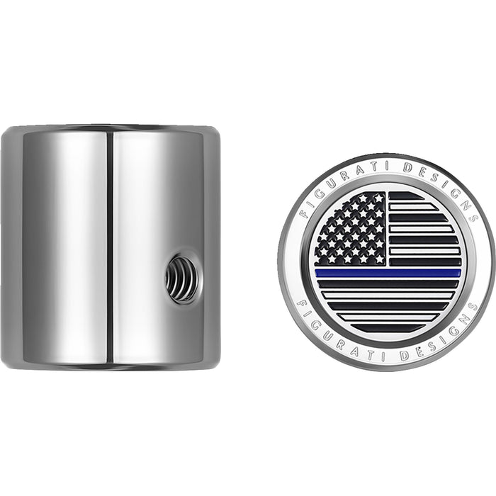 FIGURATI DESIGNS 1602-1476 FD70-HTSC-SS Heel-Toe Shifter Cover blue line american flag - stainless steel