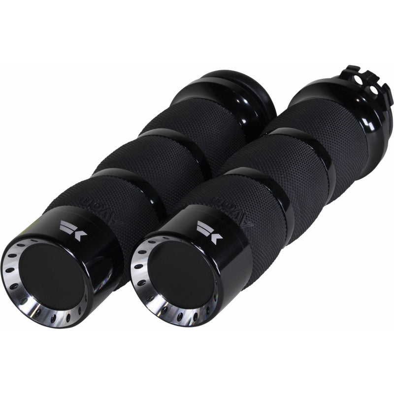 Khrome Werks Turbine Grips - 500230 For Harley Motorcycles 1980-2024