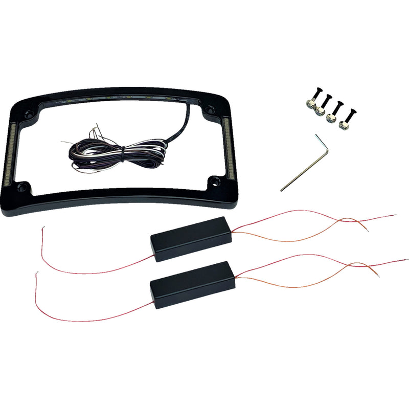 CUSTOM DYNAMICS 2030-0842 TF06-B Tri-Radius License Plate Frame with Flushmount LEDs Tri-Radius License Plate Frame w Flushmount LEDs - Black