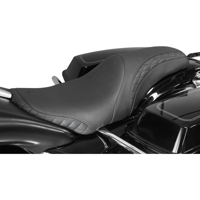 MUSTANG 0801-1171 75269 Tripper Fastback™ Seat for Yaffe Tank - Stitched w/Small Diamond-Stitched Inlays - Black