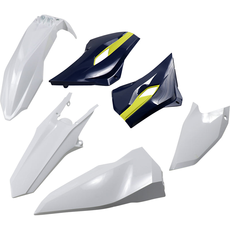 UFO 1403-2989 HUKIT615-999W Replacement Plastic Body Kit Body Kit - OEM '16 White/Blue/Yellow - Husqvarna