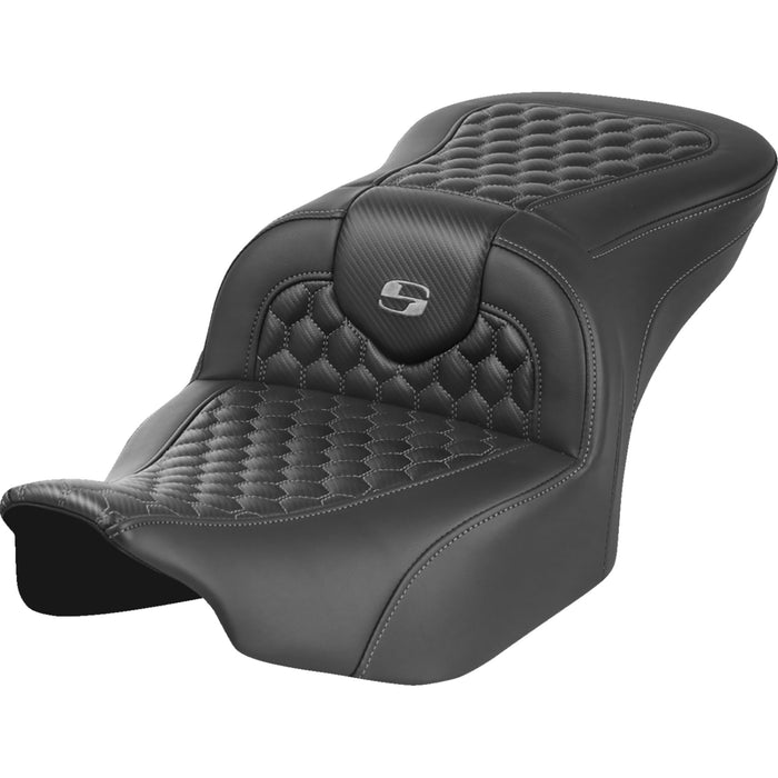 SADDLEMEN 0801-1743 823-07-18902 Roadsofa™ Seat - without Backrest - Honeycomb - Gray Stitch - FLTR/FLHX 23-24