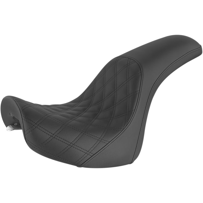 SADDLEMEN 0802-1289 800-02-149 Profiler™ Lattice Stitch Seat - Front Lattice/Rear Smooth - Black - FXSTD