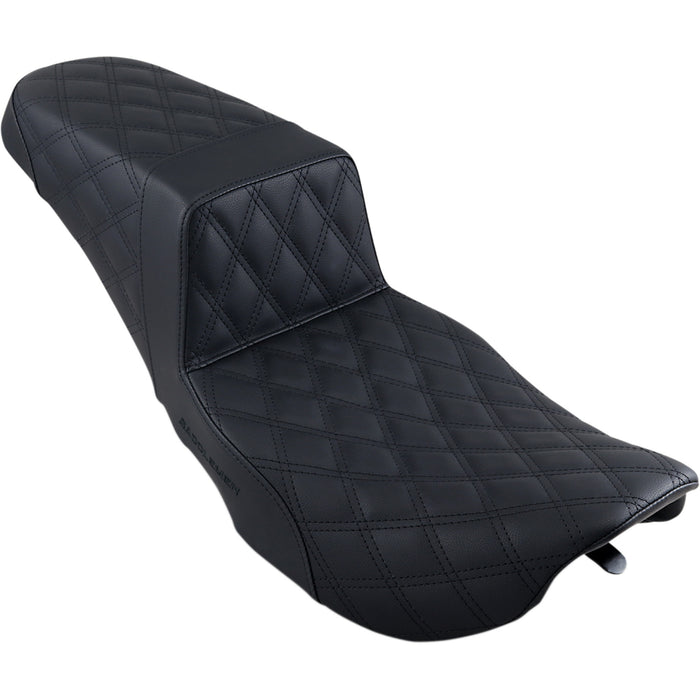 SADDLEMEN 0801-1101 897-06-175 Step-Up Seat — Full Lattice Stitch - Black - FLHR/FLHX