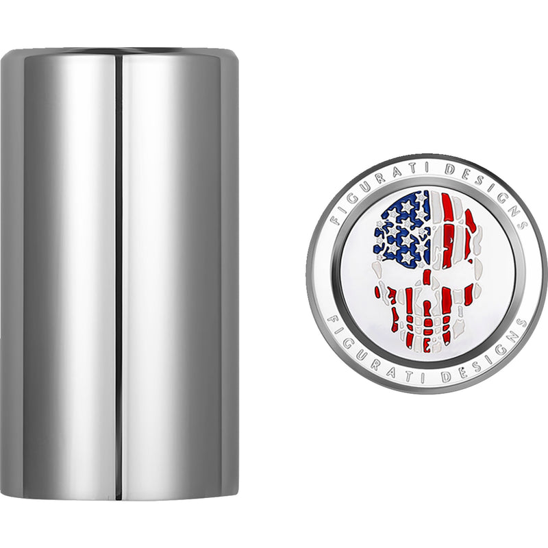 FIGURATI DESIGNS 3550-0341 FD24-DC-2545-SS Docking Covers red/white/blue american flag skull - long - silver