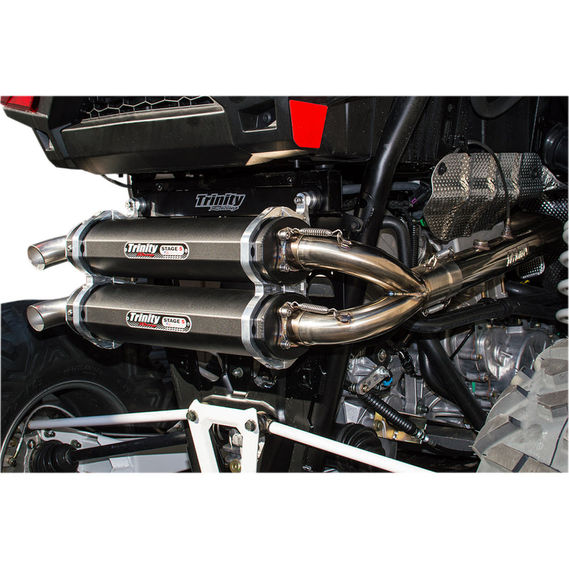 Trinity Racing Stage 5 1-Into-2 Exhaust System - TR-4153D-BK Polaris RZR 2016-2021
