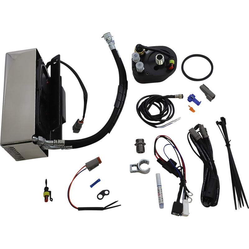 Ultracool 3.0 Below Regulator Mount Oil Cooler With Fan Kit Chrome Touring - RF-2SS For Harley Touring 2009-2016