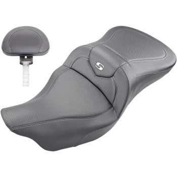 SADDLEMEN 0801-1203 808-07B-185TBR Roadsofa™ Trike Seat - Carbon Fiber - with Backrest - Black - '09-'23 FLHTCUTG