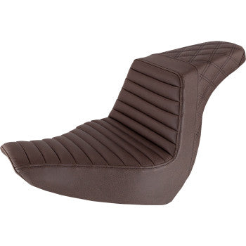 SADDLEMEN 0802-1374 818-29-176BR Step-Up Seat - Front Tuck-n-Roll/Rear Lattice Stitch - Brown